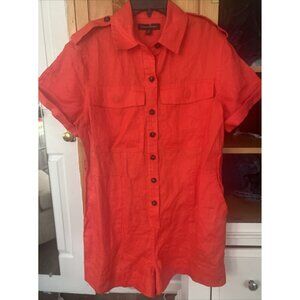 Banana Republic Linen Camp Shorts Romper Women Size XS Orange -  Missing Belt -